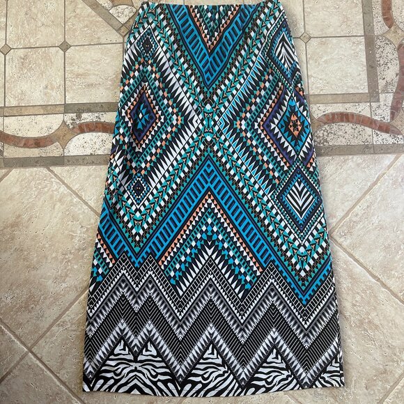 CHICO'S GEOMETRIC MOTIF MAXI SKIRT:PREOWNED EXCELLENT CONDITION - Picture 1 of 13